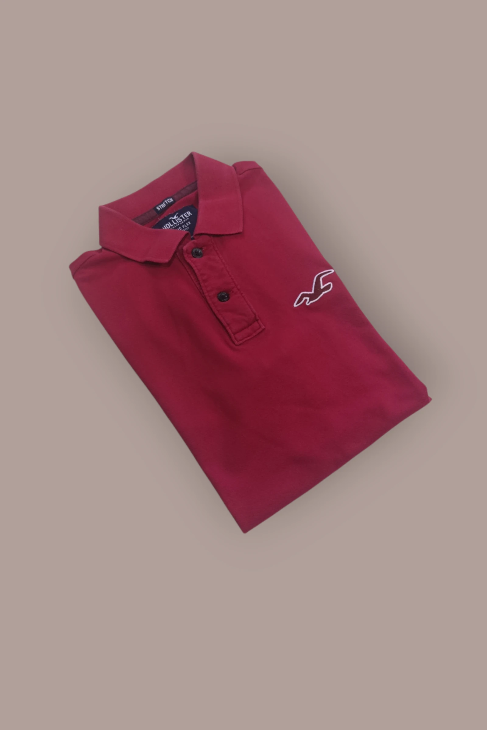 | Polo Hollister Masculino | Cor Vermelha | Short Elástico | Manga Casual | Tamanho PP | – photo 2